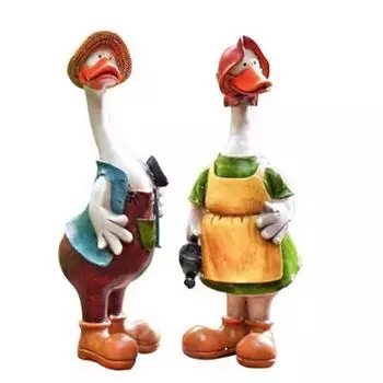 2 шт./набор мультяшных украшений в виде уток, микроландшафтных скульптур из смолы для газона 2Pcs/set