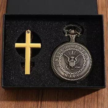 2 шт./набор, мужские карманные часы 1 шт. мужские повседневные ретро бронзовые карманные часы с ожерельем и 1 шт. винтажное классическое золотое ожерелье, идеальный выбор для подарков