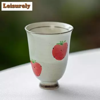 2 шт./набор подглазурная цветная расписанная вручную чашка для чая с клубникой, порошок Инь, старая чашка, одинарная чашка для домашнего кунг-фу, чайный сервиз 30 мл