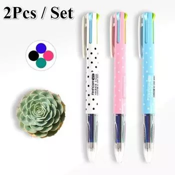 2 шт. / Набор Пресс 4 цвета шариковая ручка шариковая ручка точка шариковая ручка студент офисные принадлежности школьные принадлежности 2pcs