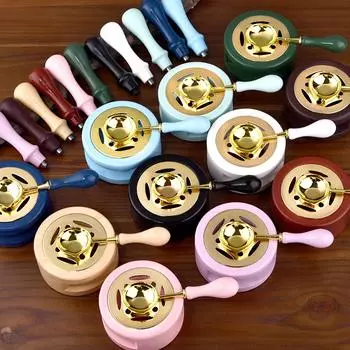 2 шт./набор ретро сургуч печь горшок деревянная ручка сургуч ложка сургуч декоративный воск для свечи штамп восковой штамп белый