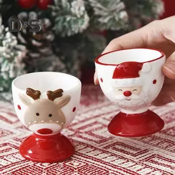 2 шт. Набор рождественских подставок для яиц в виде гнома, симпатичные керамические подставки для яиц в виде Санта-Клауса, очаровательная подставка для яиц в виде лося, многоцелевой органайзер для яиц для сервировки завтрака 2pcs