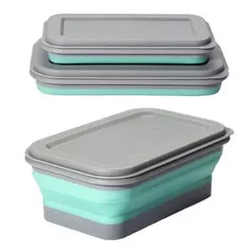 2 шт./набор силиконовых ланч-боксов, складная коробка для пикника, квадратная салатница, многоцелевая дорожная складная коробка для хранения продуктов с крышкой