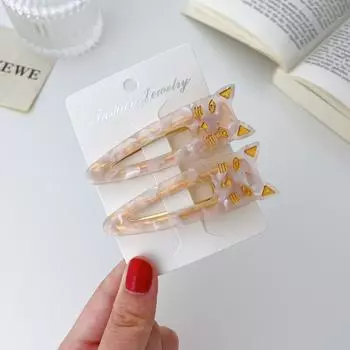 2 шт./набор Заколки для волос Милый кот Ацетатные заколки для волос Головной убор для женщин Девушек Капля воды Леопардовый принт Заколки Аксессуары для волос Подарок