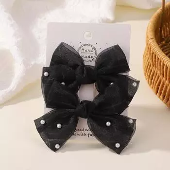 2 шт./набор Жемчужные банты Заколки для волос Милые Сладкие Девочки Боковая заколка Однотонная заколка ручной работы с бантом Аксессуары для волос Головной убор Подарки
