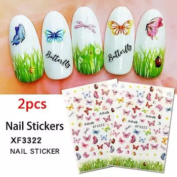 2 шт. наклейка для переноса воды для дизайна ногтей, слайдер для переноса абстрактного изображения на английском языке, украшение 2pcs-3322