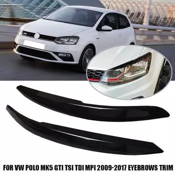2 шт. наклейка на фару автомобиля для бровей, накладка для Volkswagen VW POLO MK5 2011 - 2018, аксессуары чёрный