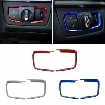 2 шт., наклейка на рамку переключателя фар салона автомобиля, ABS для BMW F30 F31 F32 F34 3 4, аксессуары для стайлинга автомобиля серебряный