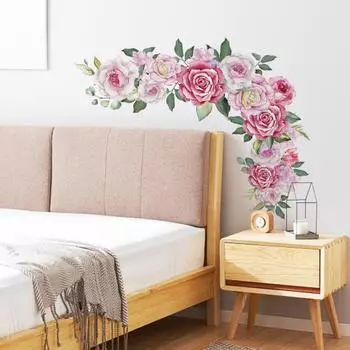 2 шт. Наклейка на стену съемная изысканный дизайн яркий цвет цветок настенное искусство наклейка для спальни гостиная детская комната Flower