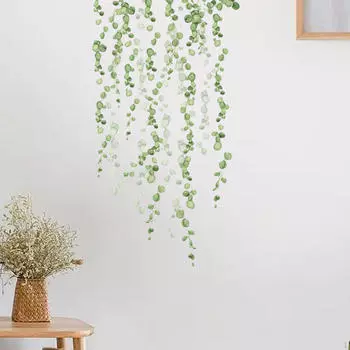 2 шт. Наклейка на стену с изображением лозы, украшения, аксессуары, зеленые листья растений, искусство деколь