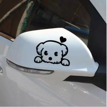 2 шт. наклейка на зеркало заднего вида отражатель личность мультяшная наклейка на автомобиль милый щенок наклейка на лобовое стекло собака чёрный