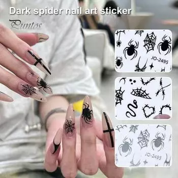 2 шт. наклейки для ногтей, легкое нанесение и снятие, обертывания для ногтей, модные готические наклейки для ногтей, аксессуары для домашнего салона для нейл-арта B
