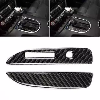 2 шт., наклейки для салона автомобиля, наклейки на отделку переключения передач, пригодные для Ford Mustang 2015-2017 чёрный