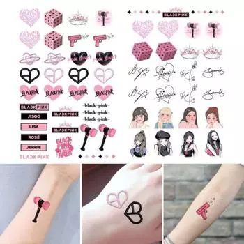 2 шт., наклейки для татуировки на концертное лицо, водонепроницаемые, долговечные, устойчивые к поту, безвредные наклейки для татуировки на коже розовый