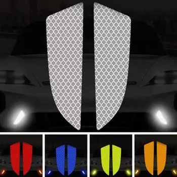 2 шт. наклейки на автомобиль, светоотражающие самоклеящиеся, против столкновений, против царапин, водонепроницаемые, декоративные, универсальные, передняя часть автомобиля жёлтый