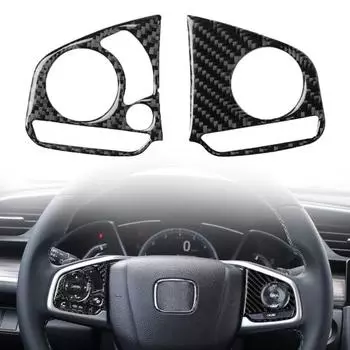 2 шт., наклейки на кнопки рулевого колеса из углеродного волокна, накладки для Honda Civic 2016-2019 чёрный