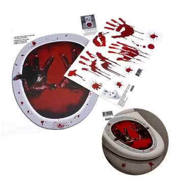 2 шт. наклейки на крышку унитаза на Хэллоуин, ужасные наклейки на стену, сделай сам, страшная ванная комната, домашний декор для вечеринки
