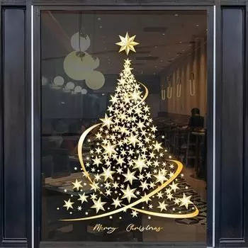 2 шт. наклейки на окна в виде рождественской елки, стеклянная наклейка на стену, окно, дверь, сделанная своими руками, для украшения рождественских и праздничных вечеринок 2pcs