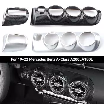 2 шт. наклейки на переднюю крышку вентиляционного отверстия кондиционера автомобиля из углеродного волокна для Mercedes Benz A200L A180l 2019-2022 чёрный