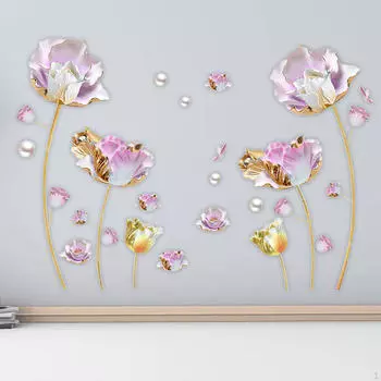 2 шт. Наклейки на стену, цветочные ветки, наклейки, фрески, 3D, сделай сам, цветочные художественные наклейки для класса