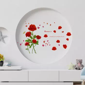 2 шт. Наклейки на стену с изображением розы, художественный декор, годовщина, День святого Валентина, фрески, ПВХ