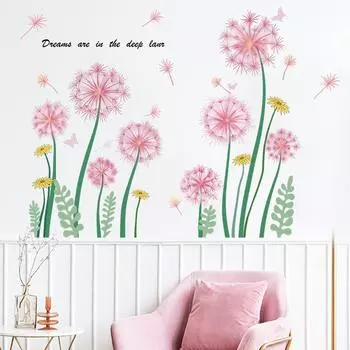 2 шт. Наклейки на стену с изображением одуванчика, самоклеящиеся наклейки на стену для гостиной, крыльца, спальни, украшения дома 30x90cmx2pcs