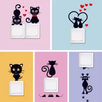 2 шт., наклейки на стену с милым котом для телефона, для детской комнаты, украшение дома своими руками
