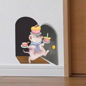 2 шт. наклейки на стену самоклеящиеся, устойчивые к разрыву, водонепроницаемые, съемные, влагостойкие, с узором в виде отверстия для мыши, мультяшный рисунок I