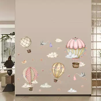 2 шт. Наклейки на стену в виде воздушных шаров, звезд, птиц, облаков, наклейки, многоцелевое искусство, настенная живопись, декор
