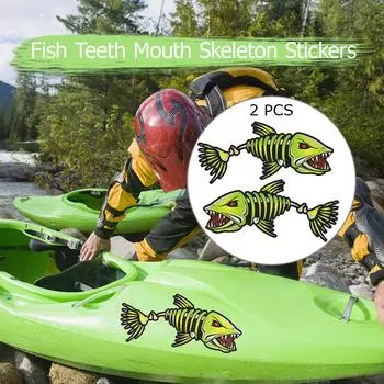 2 шт., наклейки на зубы рыбы, наклейки на скелет рыбы, рыбацкая лодка, каноэ, каяк, графика Color3