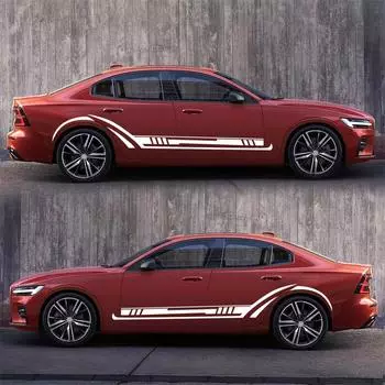 2 шт. Наклейки с графикой в виде боковых полос для автомобиля, виниловые наклейки, гоночные спортивные наклейки для автомобиля