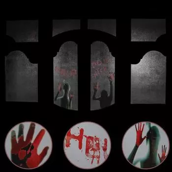 2 шт. наклейки ужасов на Хэллоуин самоклеящиеся художественные наклейки реквизит для вечеринки украшение для двери окна зеркала оливковый