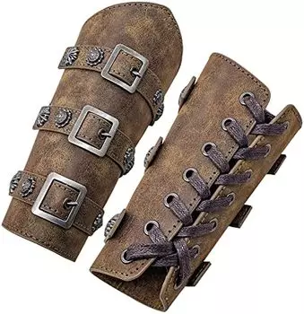 2 шт. наручи викингов, средневековые наручи с пряжкой из искусственной кожи, нарукавники Knight LARP в стиле ретро эпохи Возрождения, один размер, одна пара L темно-коричневого