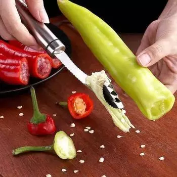 2 шт., насадка для перца, нержавеющая сталь, зубчатый край, инструмент для удаления сеялки для барбекю, обжарки перца, кухонный гаджет для овощей