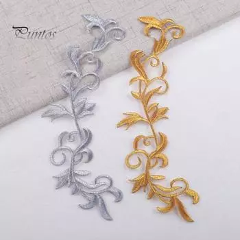 2 шт. нашивка для одежды изысканная плотная вышивка ручной работы с цветочной вышивкой аппликация для домашнего использования серебряный