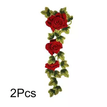 2 шт. нашивка на ткань чонсам наклейка кружевные нашивки модные аксессуары для одежды шитье своими руками цветочная аппликация платье вышитое красный