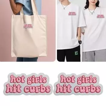 2 шт., нашивка с вышивкой английских букв, утюг/пришить для горячих девушек, нашивка для бордюров, сделай сам, одежда, платье, шляпа, куртка, джинсы, рюкзак, декоративная аппликация 2pcs розовый