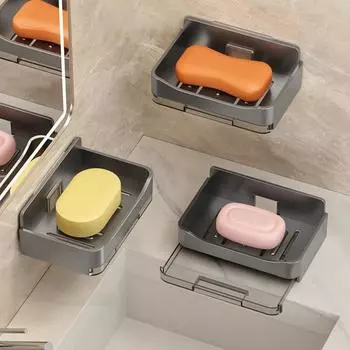 2 шт. настенная мыльница для душа прочная несущая полая конструкция простая установка держатель для мыла для ванной комнаты поднос серый