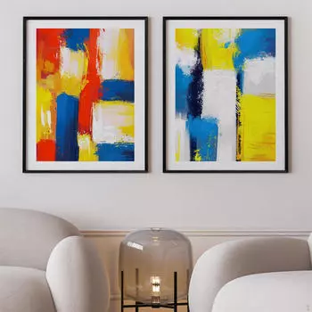 2 шт., настенные художественные принты, красочные окрашенные выставочные плакаты в скандинавском стиле для
