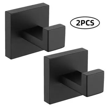 2 шт. Настенные крючки Крючки для полотенец Черные крючки из нержавеющей стали 304 Антикоррозийные крючки Водонепроницаемые чёрный
