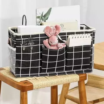 2 шт. настенных сумок для хранения с крючками и ручками, карманами, большая вместимость, подвесные корзины для хранения, водонепроницаемая тумбочка для кровати