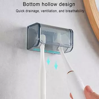 2 шт., настенный держатель для электрических зубных щеток, 2 слота, дизайн, автоматическая крышка, компактный органайзер для хранения зубных щеток белый