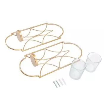 2 шт. настенный подсвечник железный стеклянный бра украшения аксессуары для гостиной спальни золотистый