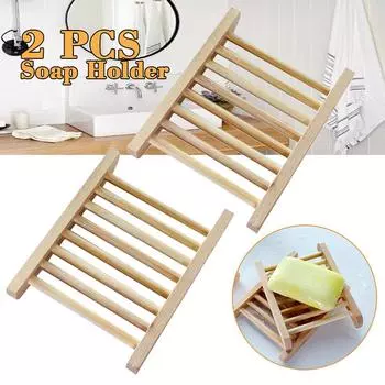 2 шт. Натуральная деревянная бамбуковая мыльница для ванной комнаты, душевая стойка для хранения