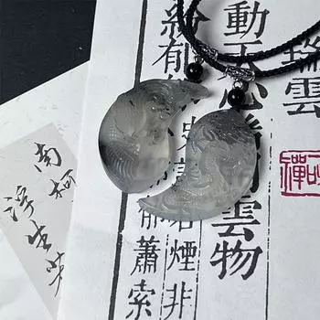 2 шт. Натуральный нефритовый дракон феникс нефритовый кулон ожерелье удача изгнание злых духов безопасность благоприятные амулеты ожерелье подарок паре 2Pcs