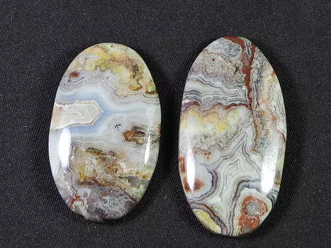 2 шт. натуральный сумасшедший кружевной агат овальный кабошон ювелирный камень 33-37 мм SK-852