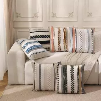 2 шт. наволочка 3D полосатый жаккард с потайной застежкой-молнией подушка в скандинавском стиле E