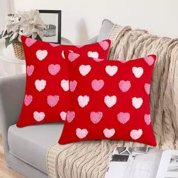 2 шт. Наволочка с рисунком сердца, наволочка с надписью «Любовь», мягкая наволочка 18x18 дюймов, декоративная наволочка для Дня святого Валентина