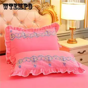 2 шт. наволочки для кровати, прямоугольные мягкие кружевные стеганые наволочки, европейские роскошные зимние теплые чехлы 2PC 48x74cm