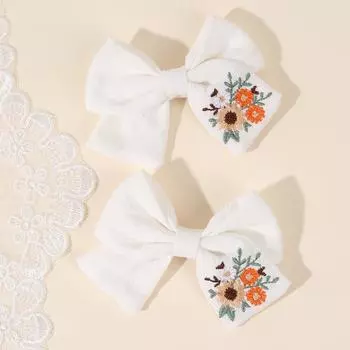 2 шт. небесно-голубые заколки для волос с вышитым радужным бантом, ручная работа, зажимы для волос для девочки, детские аксессуары для школьной вечеринки, головной убор